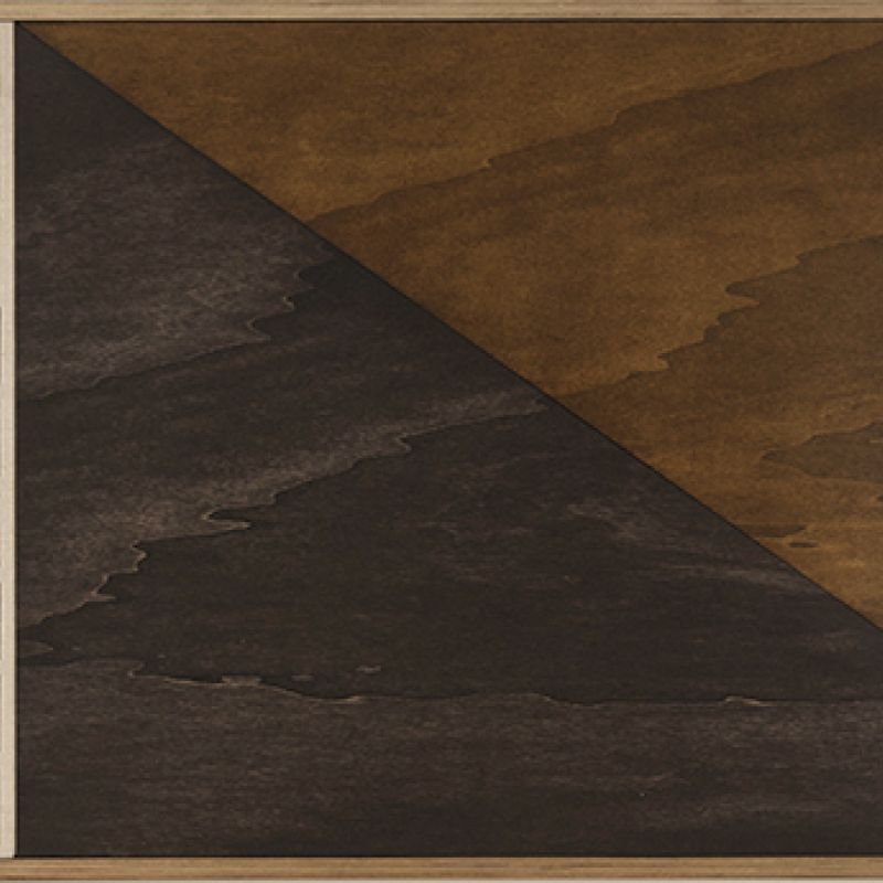 Material Matters #3, 2024 Acryl auf Leinwand, Hartöl auf Holz; Baumwollstoff 5-teilig, Konzeptrahmen, 60 x 174 cm – Landessammlungen NÖ