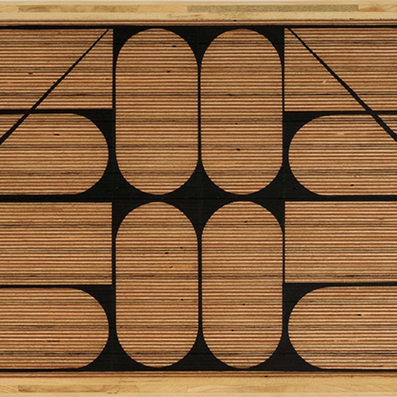 Moving Shape Grammars #1, 2024 Acryl auf Holz, schwenkbare Metallhalterung, 32 x 73 cm