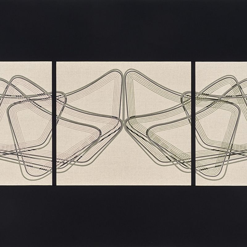 Horizon Fields #4, 2019 Acryl auf Leinwand; Baumwollstoff, 7-teilig, 120 x 200 cm