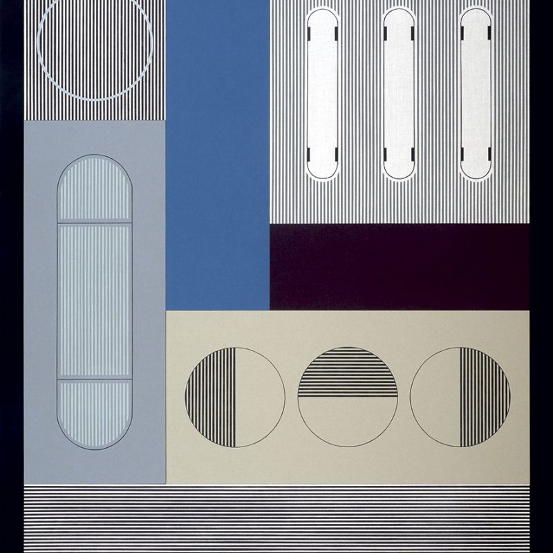 Recurrent Lines On Related Fields #7, 2019 Acryl auf Leinwand und Buchleinen; Baumwollstoff, 9-teilig 160 x 180 cm