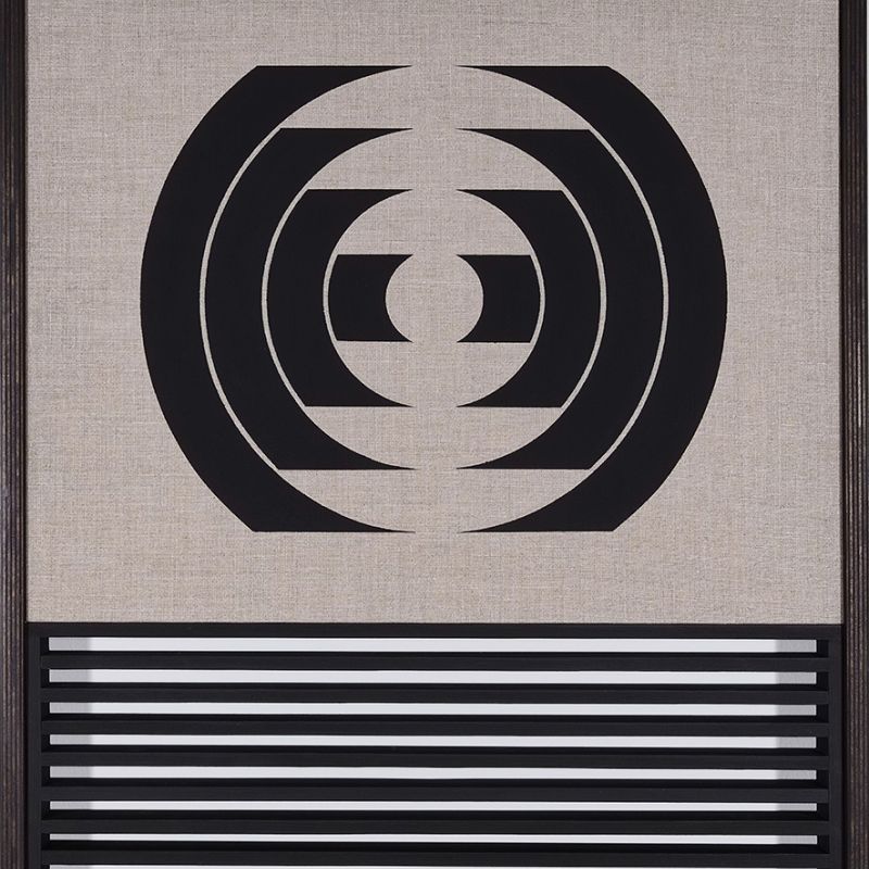 Logo Series #1, 2022 Acryl auf Leinwand; Holzlattenwerk, Konzeptrahmen, 60 x 53 cm