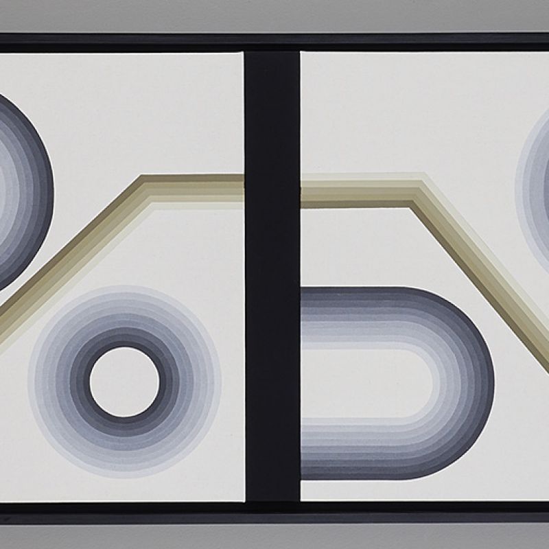 SideSteps #1, 2019 Acryl auf Leinwand; Baumwollstoff, 3-teilig, 65 x 138cm