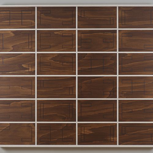 Fusuma – Hommage an Hiroshi Sugimoto, 2020 Acryl und Lasur auf Pappelsprerrholz, 47-teilig, Konzeptrahmen, 161 x 188cm