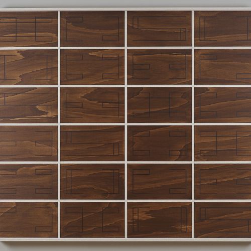 Fusuma – Hommage an Hiroshi Sugimoto, 2020 Acryl und Lasur auf Pappelsprerrholz, 47-teilig, Konzeptrahmen, 161 x 188cm
