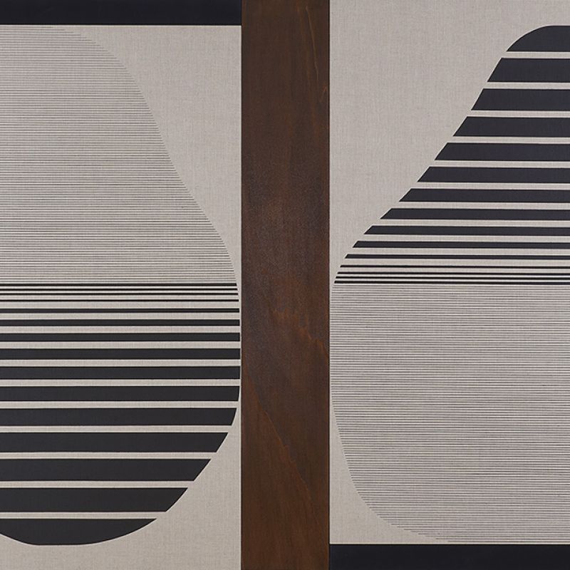 As The Sun Kissed The Horizon, 2020 Acryl auf Leinwand, Lasur auf Pappelsperrholz; Baumwollstoff, 5-teilig, 130 x 200 cm