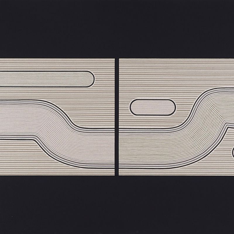 Horizon Fields #2, 2019 Acryl auf Leinwand, Baumwollstoff, 5-teilig, 120 x 200 cm