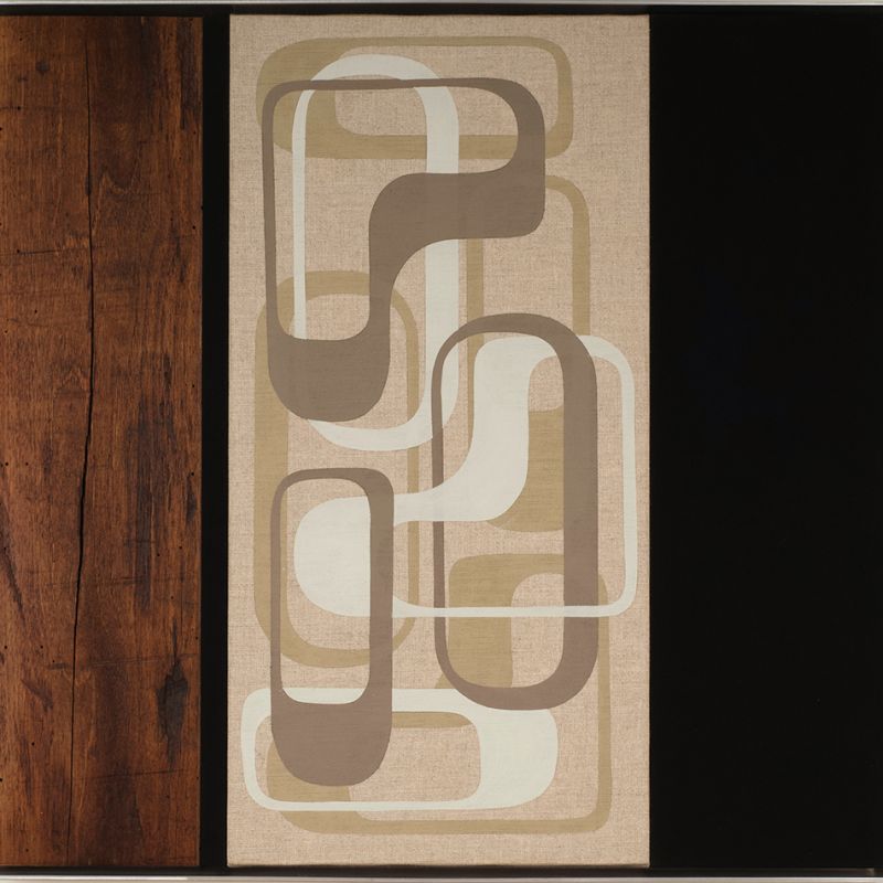 Old And New Dreams, 2022 Acryl auf Leinwand; Holz, Baumwollstoff, 52 x 55 cm