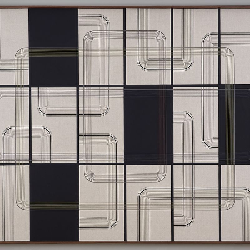 Horizon Fields #5/#6, 2020 Acryl auf Leinwand; Baumwollstoff, 35-teilig, Konzeptrahmen, 200 x 240 cm